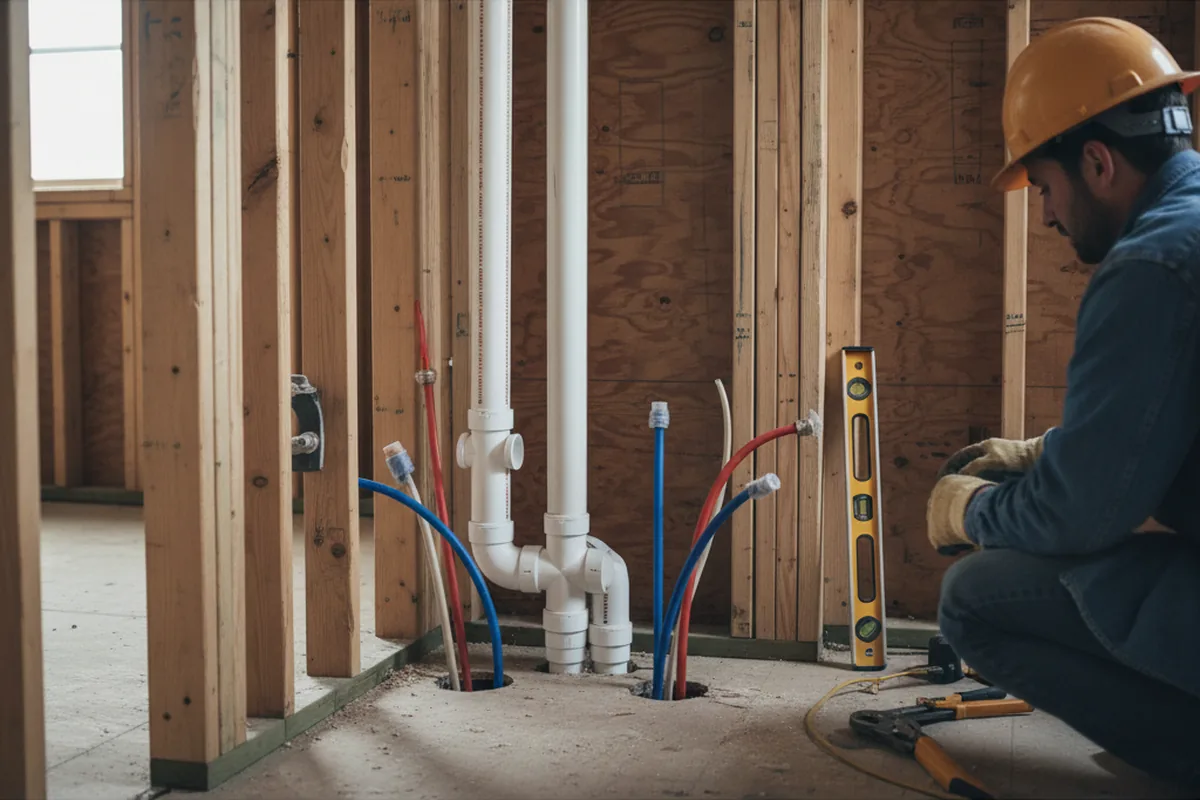Drain and supply rough-in during Drain Cleaning in Rahway