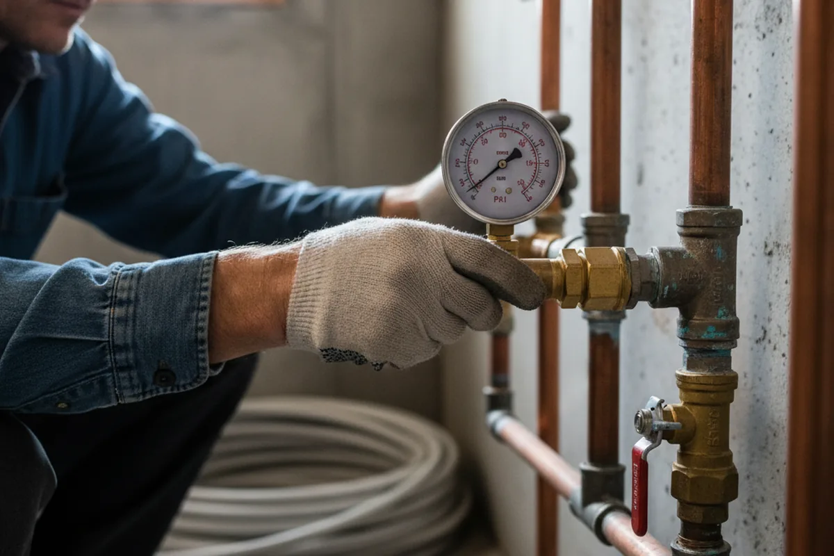Pressure testing a repaired line during Water Line Repair in Rahway